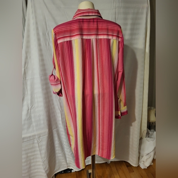 New York & Company Pink and Yellow, Shirt Dress,  Size Large - Picture 2 of 4